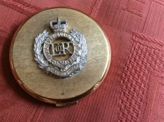 Vintage Stratton Powder Compact With Applied Royal Engineers Cap Badge