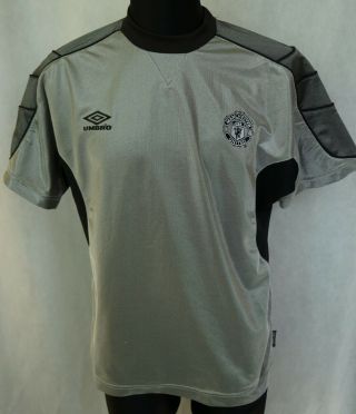 Vintage Manchester United Umbro Vapa Tech Jersey Shirt Grey Sz M Medium