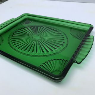 Vintage 1930s Forest Green Glass Vanity Tray Art Deco Anchor Hocking (?) 2