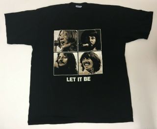 The Beatles Let It Be 25 Year Vintage Graphic T Shirt 1995 Apple Black Size Xxl
