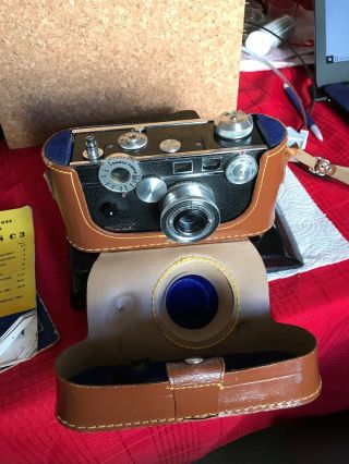 Vintage 35mm Argus Rangefinder Camera C3 Brick With Leather Case & Flash Unit