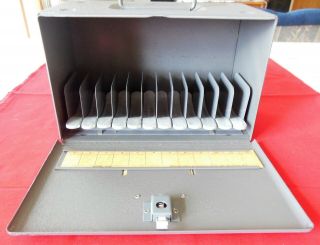 Vintage Brumberger Gray Metal 8mm Film Reel Storage Box Model 1008
