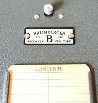 Vintage Brumberger Gray Metal 8mm Film Reel Storage Box Model 1008 3