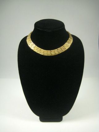 60s 70s Vintage Estate Jewelry Necklace Womens 17 In Goldtone Choker Statement