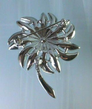 Sarah Coventry Vintage Silver Pin Brooch Flower Clear Rhinestone Aurora Borealis 3