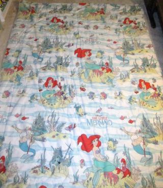Vintage Disney Twin Size Little Mermaid Ariel Comforter Bedspread Bedding 1989