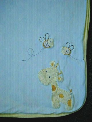 Vintage Carter ' s Yellow Infant Blanket Giraffe Bee ' s Zoo Animals 2