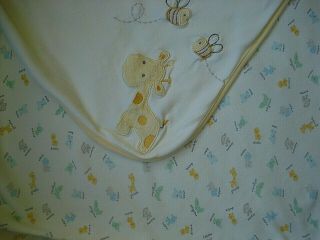 Vintage Carter ' s Yellow Infant Blanket Giraffe Bee ' s Zoo Animals 5