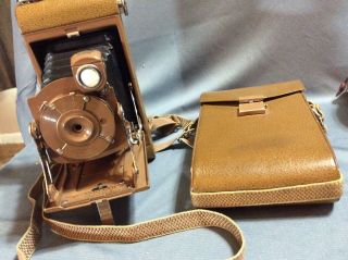 Vintage No.  1 Pocket Kodak Junior Brown Camera - With Case Shutter Clicks