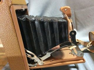 Vintage No.  1 Pocket Kodak Junior Brown Camera - With Case Shutter Clicks 4