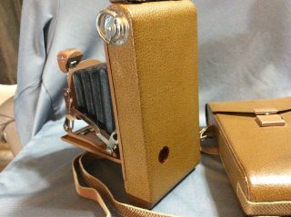 Vintage No.  1 Pocket Kodak Junior Brown Camera - With Case Shutter Clicks 6