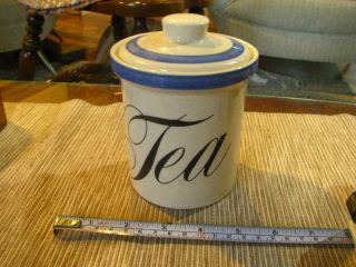 Vintage T.  G.  Green Cornishware Canister Tea Gresley England Blue Stripe