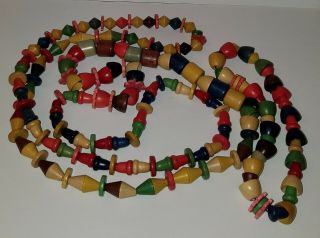 Vtg Strand Wood Beads.  Home Made Hippie 60 