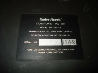 VINTAGE RADIO SHACK DUOFONE TAD - 110 DUAL CASSETTE TELEPHONE ANSWERING MACHINE 3