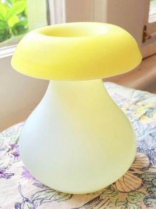 Vintage Yellow Mid Mod Murano Satin Glass Mushroom Posy Vase - 3 Day