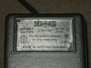 Vintage Tramag 75 Watt Transformer Made In West Germany Small Radio Shavers 3