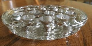 Vintage clear glass round 19 hole flower frog 5” 4