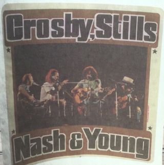 Vintage 1970’s Rock Crosby Stills Nash Neil Young T Shirt Iron On Transfer 4.  5”