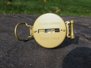 Vintage Lensatic Compass Liquid Filled Japan Finished In Gold Color