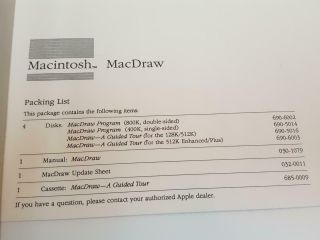 1984 Macintosh MacDraw Graphic Software Disk 512K Enhanced Mac Plus VTG 5