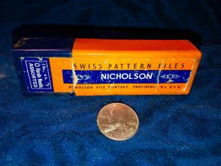 Vintage Nicholson Swiss Pattern Files Full Set Precision Box & Stand 2