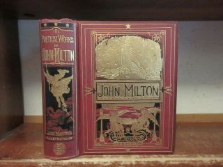 Old Poetical Of John Milton Book 1876 Paradise Lost Victorian,