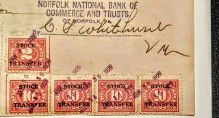 VINTAGE STOCK CERT HAMILTON FIRE INSUR 1927 NY & US 2& 10 C,  10 Transfer Stamps 3