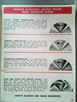 1971 - 81 Sears Craftsman Handbook Circular Saw Blades,  Power Tool Vintage brochure 3