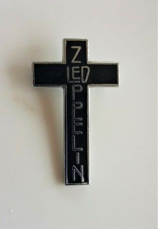 Led Zeppelin Vintage Cross Shaped Enamel Pin Badge From The 1980 
