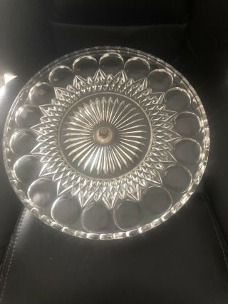Vintage Pressed Glass Cake Plate Serving Dish 11 " Diameter Silver Pedestal