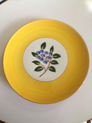 Stangl Blueberry Luncheon Plate 9 3/8 " Yellow Center Mid Century Vintage
