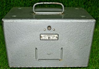 Vintage Brumberger Gray Metal Push Button Film Reel Storage Case