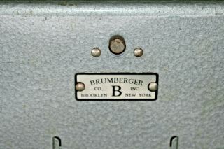 Vintage Brumberger Gray Metal Push Button Film Reel Storage case 2