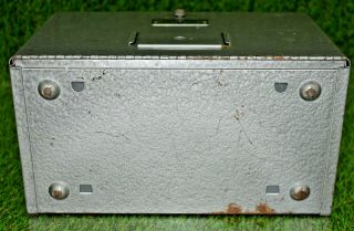 Vintage Brumberger Gray Metal Push Button Film Reel Storage case 5
