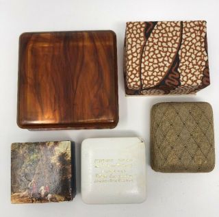 5 Vintage Jewelry Ring Boxes Celluloid Plastic Fabric Covered Cardboard
