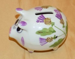 Vintage Plichta London (Wemyss) Handpainted Novelty Pottery Pig Bank Money Hog 2