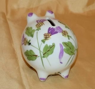 Vintage Plichta London (Wemyss) Handpainted Novelty Pottery Pig Bank Money Hog 3