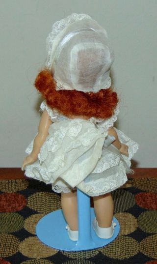 Vtg 1950 ' S GINNY DOLL Tagged WHITE DRESS Hard Plastic PAINTED LASH Red Hair 2
