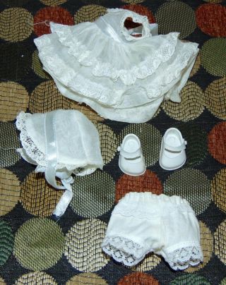 Vtg 1950 ' S GINNY DOLL Tagged WHITE DRESS Hard Plastic PAINTED LASH Red Hair 4