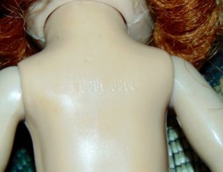 Vtg 1950 ' S GINNY DOLL Tagged WHITE DRESS Hard Plastic PAINTED LASH Red Hair 7
