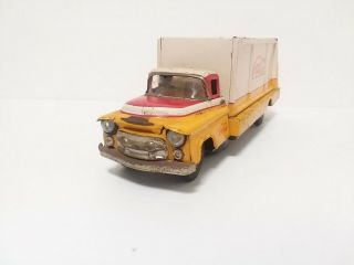 Vintage Japan Tin Battery Operated Allen Haddock Coca Cola Delivery Truck 2