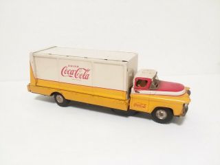 Vintage Japan Tin Battery Operated Allen Haddock Coca Cola Delivery Truck 5