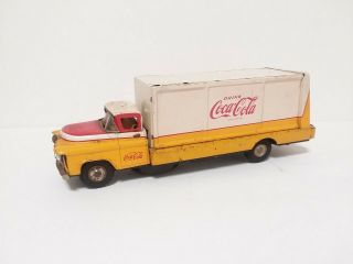 Vintage Japan Tin Battery Operated Allen Haddock Coca Cola Delivery Truck 6