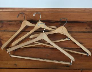 Set 4 Vintage Wooden Wood Mixed Brand Shirt Pant Suit Wishbone Clothes Hangers