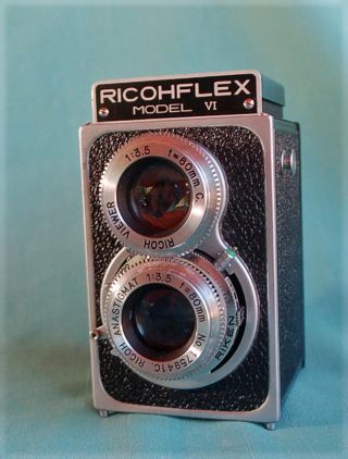 Vintage Ricohflex Model Vi Tlr Film Camera With Wood Box Medium Format As - Is