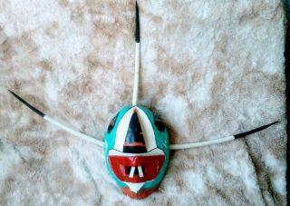 Polychrome Vejigante Puerto Rican Festival Mask.  Vintage Blue,  Red,  And White
