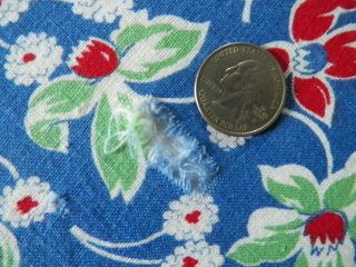 Vtg Blue Feedsack Red Green Novelty Flower Cotton Quilt Doll Fabric 37 