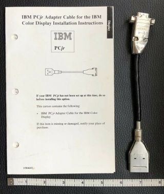 Ibm Pcjr Adapter Cable For The Ibm Color Display With Installation Instructions