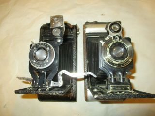 2 Vintage Bellows Cameras No.  2c Autographic Kodak Jr & Ansco 2c Well