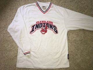 Vtg Cleveland Indians Chief Wahoo Lee Sport White Red/blue Long Sleeve Tshirt M